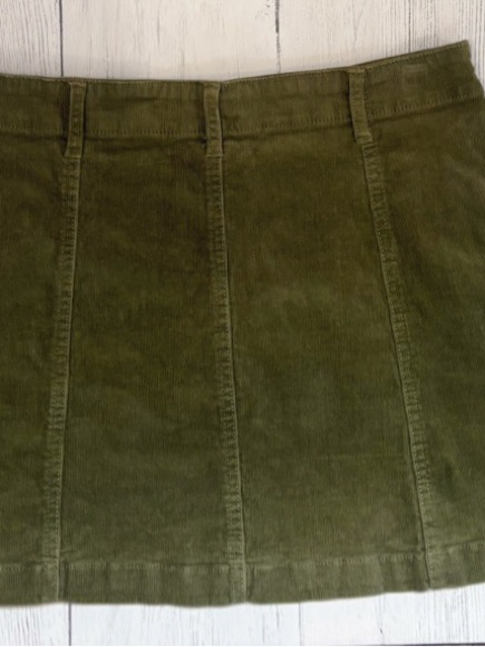 Forever 21 Womens Corduroy Mini Skirt Size 6 Olive Green Y2K Button Front - Picture 8 of 11